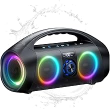 Portable Bluetooth Speaker, 120W Loud Outdoor Speaker with Powerful Bass, RGB Light, Wireless Stereo Pairing, IPX7 Water Proof, 12000mAh, for Home, Party, Beach