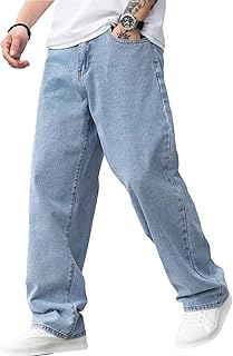 Mens Baggy Jeans Stretch Casual Loose Fit Jeans Streetwear Denim Pants