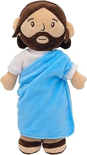 Yelakey 11.8inch Brown Jesus Plush Doll Guardian Baptism Stuffed Plushie Savior Toy Gifts for Church Sunday School Religious Easter Gift (Blue)