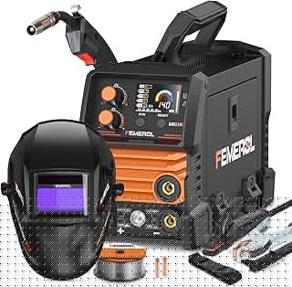 FEMEROL 140A 3 in 1 MIG Welder,Flux Core, MIG/Lift TIG/Stick Welding Machine 110V Portable IGBT Inverter Synergic Control, LED Display with Welding Helmets
