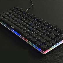 82 Keys Layout ABS Side Carving Keycaps OEM for Mechanical Keyboard Ajazz AK33 Wired Gaming Keyboard, Pluggable Cable,Black,Gray,White (Black)