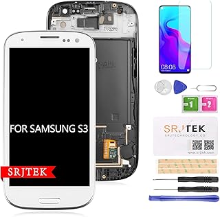 AMOLED for Samsung Galaxy S3 Screen Replacement for Galaxy S3 LCD for Galaxy S3 Display for Galaxy S3 Digitizer for i9300 i9305 i535 T999 i747 Touch Screen Assembly Parts (White with Frame)