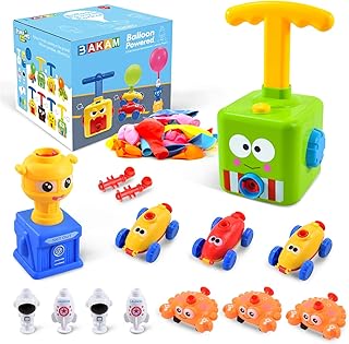 BAKAM Toddler Toys 3-4 for Boys Girls, Balloon Launcher & Powered Car Set, Fun Toddlers STEM Toy Balloon Pump Cars Racer Kit for Kids 3-5 (Frog)