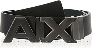 Men's Leather Wide Logo Belt Buckle