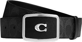 Men's Coach 38mm Plaque Buckle Belt in Signature