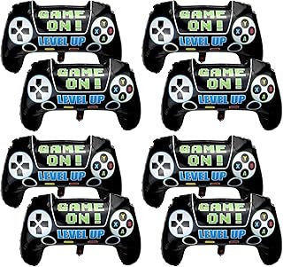 8 Pcs Video Game Party Balloons, Extra Large 18 x 29.5in Game Controler Foil Balloons for Boys Kids Gaming Birthday Party Supplies