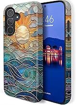 Compatible for Samsung Galaxy A37 Case,Two Layer Protection Heavy Duty Cover,Compatible for Samsung Galaxy A37 Phone Case,Stained Glass Sun Pattern Design