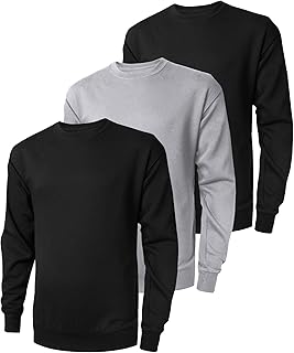 3 Pack Men's Crewneck Sweatshirts Lightweight Long Sleeve Casual Pullover Moisture Wicking Sweatshirts for Men