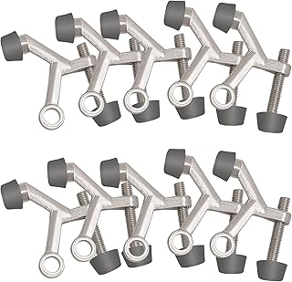 Design House Door Stops, Rubber Cushion Tips, Heavy Duty Zinc Alloy, Easy Installation, Satin Nickel, 10-Pack, 2.125 in. L x 1.9375 in.H, 181784