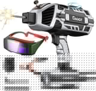 Portable Welding Machine 110V with Auto Darkening Goggles: Handheld IGBT Inverter ARC Welder Gun Stick Welder - 6 Variable Current Adjustment for 3/32"-1/8" Rods and DIY, Professional Use,Repair(Grey)