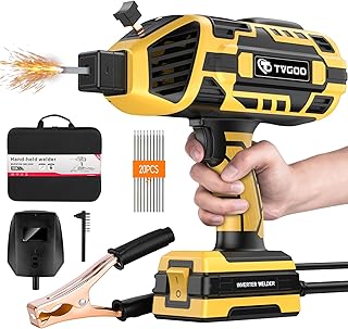 Portable Handheld Welding Machine - 110V IGBT Inverter Handheld Welder, 20-120A Portable ARC Welder with 5 Variable Current Adjustments,Hot Start & Anti-Stick for 3/32"-1/8" Welding Rods(Yellow)