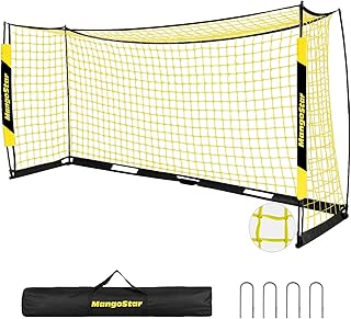 MangoStar Soccer Goal, 12X6 FT Soccer Goal for Backyard Portable Net Collapsible Metal Base, Quick Set Up Soccer Net for Indoor Outdoor Practice Training with Carry Bag