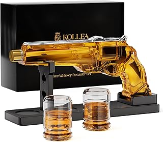 Gun Whiskey Decanter Sets for Men, Kollea Liquor Decanter Set with Shot Glass, Handcrafted Birthday Gifts for Men Dad Brother, Anniversary Set for Him Husband, Home Bar Drinking Party, Valentine's Day