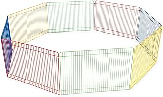 Prevue Pet Products Multi-Color Small Pet Playpen - Animal Pen for Rabbits, Guinea Pigs, Hamsters, Tortoises, Bunny Enclosure, Easy to Assemble, Indoor & Outdoor