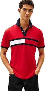 Men's Short Sleeve Cotton Pique Flag Polo in Regular Fit