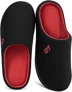 Men's Two-Tone Memory Foam House Slippers Indoor Outdoor Durable Rubber Sole