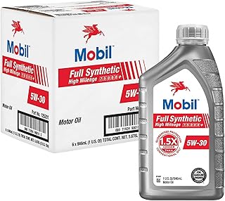 Mobil Full Synthetic High Mileage Motor Oil 5W-30, 1 Quart (6-pack)