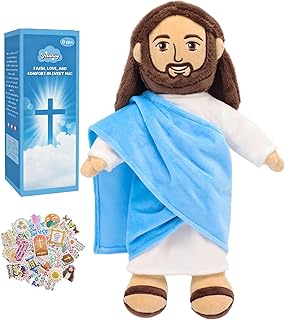 Yelakey Jesus Plush Doll - 13" Jesus Plushies with Stickers Christian Faith Plushie Faith-Based Gift for Kids Sunday School, Church, Religious, Easter & Christmas