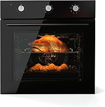 24 Inch Electric Single Wall Oven with 8 Cooking Modes, 2.5 Cu.ft. Built-in 3000W Electric Ovens, Mechanical Knob Control, Stainless Steel Convection Oven, Black