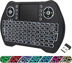 EASYTONE Backlit Mini Wireless Keyboard Touchpad Mouse Combo with Rechargable Li-ion Battery Multi-Media Keys, Handheld Keyboard for Android TV Box, Smart TV, X-Box, PC, Android Windows Linux MacOS