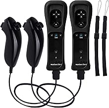 Motion Plus Wii Controllers 2Packs with Nunchucks, Wii Remote Controllers Compatible for wii and Wii U with Built in Motion Plus