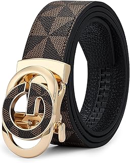 Mens Ratchet Belt Fashion Business Casual Leather Designer Belts with Adjustable Automatic Buckle Gift Box