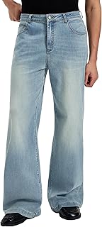Mens Bootcut Baggy Jeans Stretch Flared Wide Leg Old Money Jeans Lightweight Breathable Vintage Stylish Casual Denim Pants