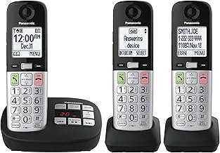 Cordless Phone, Easy to Use with Large Display & Big Buttons, Flashing Favorites Key, Flashlight, Call Block, Volume Boost, Talking Caller ID, House Phones, 3 Handsets - KX-TGU433B