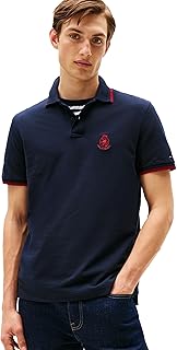 Men's Short Sleeve Casual Polo Shirts in Regular Fit with Embroidered Crest Design