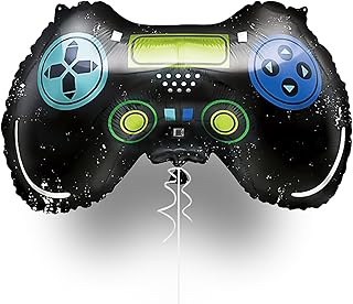 Unique Game Controller Shaped Foil Balloon - 23" | Unique Black, Blue & Green Colors - Perfect for Game-Themed Parties and Events - 1 Pc.