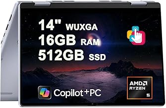 Inspiron 14 7445 2-in-1 Laptop 14" WUXGA Comfortview Touchscreen AMD 6-core Ryzen 5 8640HS (>i7-1355U) 16GB DDR5 512GB SSD Backlit for Designer Business Professional Work Win11