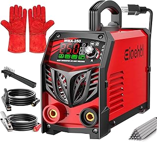 250Amp Stick Welder 110V/220V Dual Voltage, with LED Display ARC Welding Machine w/Hot Start, IGBT Inverter, Portable Welder with Complete Kit (10 Rods, Clamps, Gloves), Anti-Stick for Home/Diy/Farm