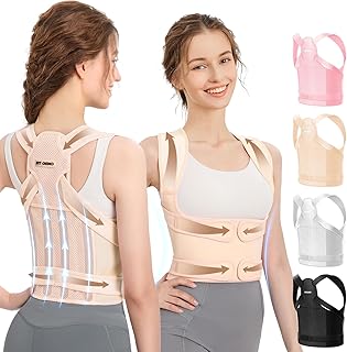 Fit Geno Back Brace Posture Corrector for Women and Men, Shoulder Straightener, Adjustable Full Back Support, Upper and Lower Back Pain Relief - Scoliosis, Hunchback, Thoracic, Spine Corrector (M)