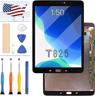 for Samsung Galaxy Tab S3 9.7 T820 T825 LCD Screen Replacement SM-T820 SM-T825 SM-T825Y LCD Display Touch Panel Digitizer Full Glass Assembly Repair Parts Kit with Free Tools (Black)