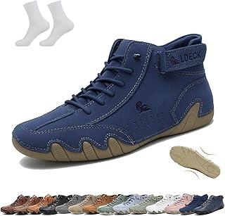 SPFPDD Men Women Handmade High Top Slip-On Boots Beck Shoes Outdoor Waterproof Non-Slip Lightweight Breathable Chukka Boots Casual Barefoot Sneakers for Hiking & Driving(Blue 2,10 Women/8.5 Men)