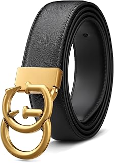 Mens Microfiber Synthetic Leather Belt for Men - Adjustable Strap with Gold Buckle, Belt for Business & Casual