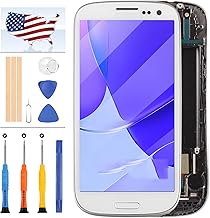 for Samsung Galaxy S3 LCD Replacement for Galaxy S3 Screen Replacement S3 I9300 I9301 I535 TFT LCD Display Touch Screen Digitizer Glass with Frame Assembly Kit (Not AMOLED), Include Tools (White)
