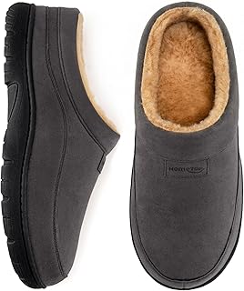 Men's Moccasin Slippers Soft Warm Non-slip Memory Foam Indoor House Shoes with Fluffy Lining