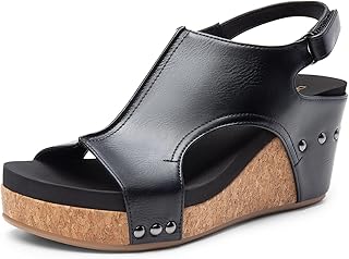 Women's Platform Wedge Sandals, Comfortable Peep-Toe Cork Casual & Dressy Summer Lightweight Shoes For All Day Wear