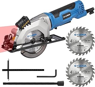 Mini Circular Saw Corded, 4Amp 3500RPM Compact Saw with Laser Guide, Rip Guide, Vacuum Adapter, Electric Circular Saw with 4-1/2" 24T TCT Blades for Wood, PVC, Plasterboard, Drywall