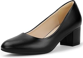 IN2 Women's Pumps Closed Round Toe Low Block Chunky Heels Short Small Thick Heels Wedding Bridal Homecoming Work Prom Dress Shoes for Women Comfortable Cute Dressy Formal Classic Pumps Shoes