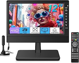 Feihe 12 Inch Small TV, Portable TV with HD Display, Antenna,HDMI,AV,USB Ports, Built-in Digital Tuner and Compact Design for Kitchen, RV, and Travel