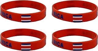 4 Pcs Costa Rica Costa Ricans Country Flag Rubber Bracelets, National Flag Silicone Bracelet, Rubber Wristbands Patriotic Decorations Gift