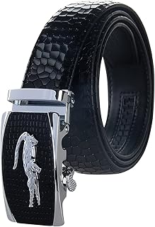 Mens Belt, Ratchet Belts Adjustable Automatic Buckle PU Leather belt for men - Trim to Fit