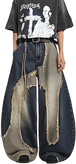Hip Hop Baggy Jeans for Men Stylish Wide Leg Skater Jeans Loose Fit Denim Pants Streetwear