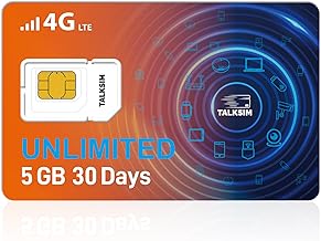 Unlimited Data SIM Card 5GB 30Days Compatible with AT&T and Verizon Network, 5G 4G LTE High Speed Data Only SIM Card Compatible with 4G Unlocked Phone, Tablet, Laptop, WiFi Hotspot,No Contract