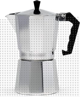 Classic Stovetop Espresso and Coffee Maker, Moka Pot for Italian and Cuban Café Brewing, Greca Coffee Maker, Cafeteras, 9 Espresso Cups, Silver