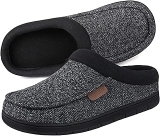 Men's Warm Fuzzy Moccasin Clog Slipper, Slip on Winter Comfy Indoor/Outdoor House Shoes