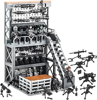 WW2 Military Base Building Blocks Set with Army Weapons Pack, SWAT Gear, Miniguns,Witch 6 Soldier Figures