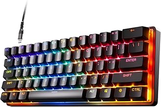 SteelSeries Apex Pro Mini Mechanical Gaming Keyboard – World’s Fastest Keyboard – Adjustable Actuation – Compact 60% Form Factor – RGB – PBT Keycaps – USB-C (Renewed)